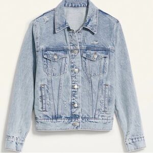 Old Navy Women’s Light Wash Distressed Jean Jacket- M Petite